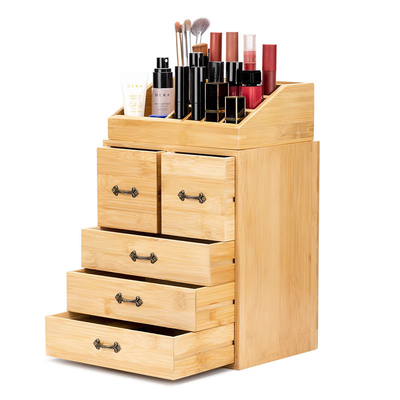 Boîte d'organisation de maquillage et de bijoux en bois