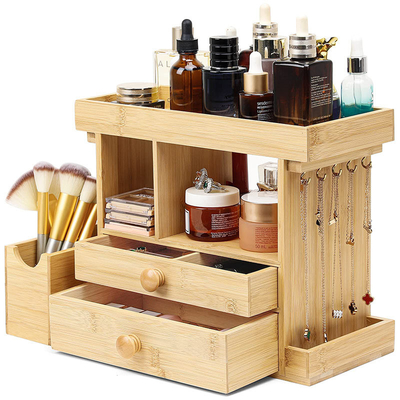 Boîte de rangement en bambou en bois avec tiroir