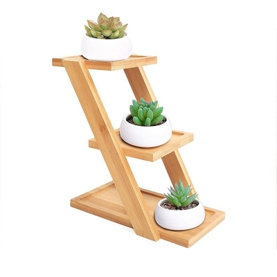 Étagère pour les fleurs de bambou naturel 3e étage