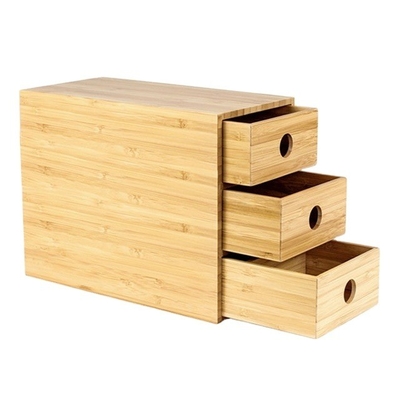 100% de bambou massif 3 tiroirs coffre de rangement fournitures de bureau organisateur de bureau pour les Sundries