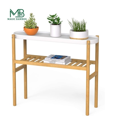 Stand de plante de bambou de coin de niveau 2 de style américain Idéal pour le jardin et le bureau