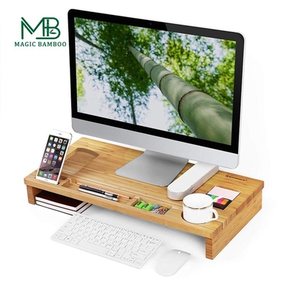 Organiseur de stand d'ordinateur portable en bambou certifié CE/UE Idéal pour bureau d'ordinateur à domicile et au bureau