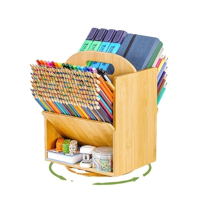 Compartiments debout de type 6 Ensemble de rangement de bureau en bambou pour documents et fournitures de bureau