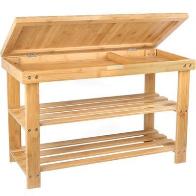 Autre rangement à domicile porte-chaussures banc de rangement organisateur en bambou avec tiroir de rangement au sommet