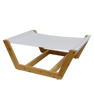 OEM Bamboo Pet Beds Long Faux fourrure de lit de chien cadre de bois