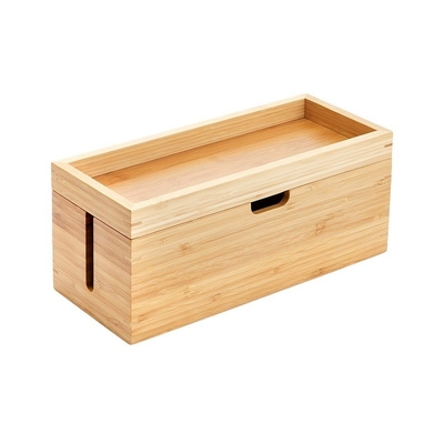 Boîte de rangement en bambou pratique avec couvercle pour ranger soigneusement les câbles 1-2KG 31.8x12.2x10cm