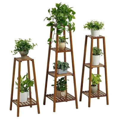 Étagère de plantation en bambou massif multicouche pour balcon domestique Matériau écologique