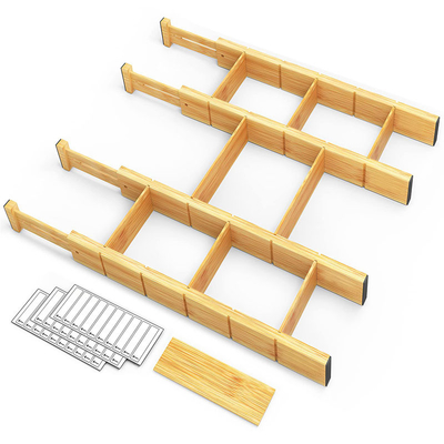 OEM ODM Acceptable Diviseurs de tiroirs réglables en bambou avec inserts et étiquettes