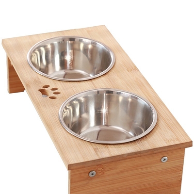 Boîtes de nourriture pour chiens et chats en bambou rectangulaire pour petits animaux