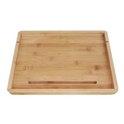 Étagère de chevet en bambou durable avec porte-tablette pour téléphone portable 38x26x2,5 cm