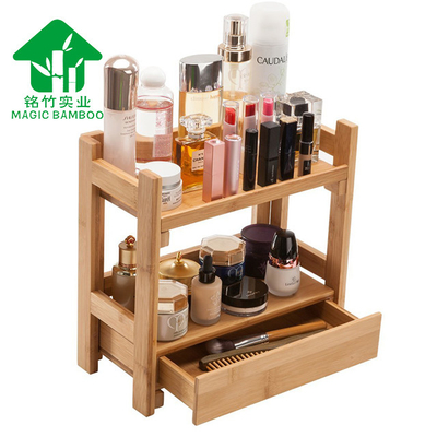 Étagère de rangement variée bureau petit étagère à deux couches de bambou cosmétiques étagère avec tiroir