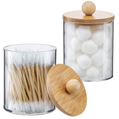 Kit médical multifonctionnel porte-écouvillons en coton réservoir de stockage avec couvercle en bambou