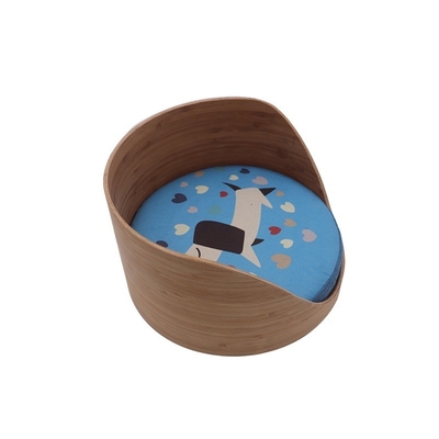 Couchette de chien calmant en bambou rond 28x28x15cm
