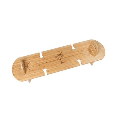 Table de pique-nique en bambou portable extérieure pour le vin