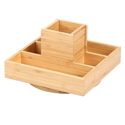 Porteur de stylo rotatif multifonctionnel en bambou pour organisateur de fournitures d'art de bureau 18x18x11.5cm