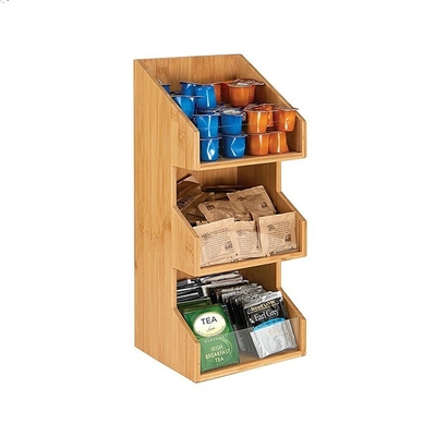 Laque sac à thé en bambou rangement rack affichage rack rack snack organisateur de stockage avec 3 niveaux