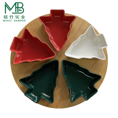 Plateau de bambou pour le ménage Fête de Noël Spéciale Partie tournante Snack Plate-forme avec bol