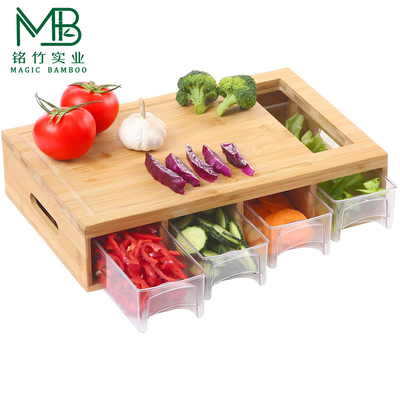 Tableau de coupe en bambou écologique en gros avec 4 plateaux pour cuisine d'appartement