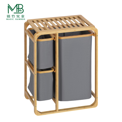 Étagère de rangement en bambou avec sacs de rangement polyvalents
