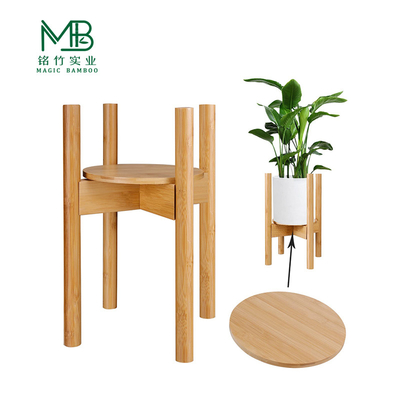 Plateau réglable de fleur de bambou avec plateau pour balcon