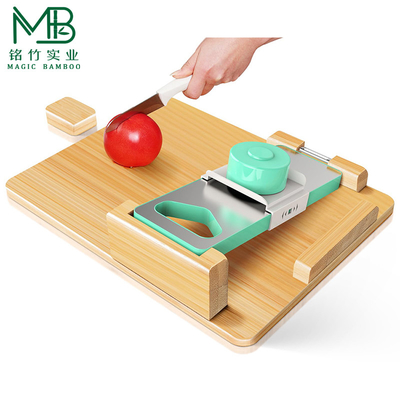 Planche à couper en bambou à une main avec support alimentaire