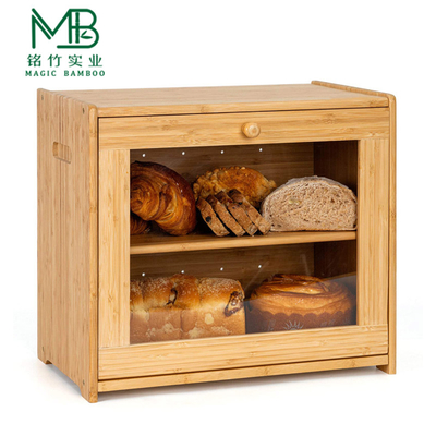 Boîte de rangement en bambou à double couche multifonctionnelle pour le pain
